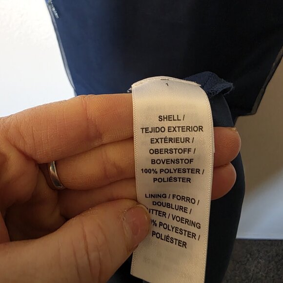 Adrianna Papell Navy Beaded Cold Shoulder Gown V-Neck Formal Evening Dress 12P - Picture 7 of 15